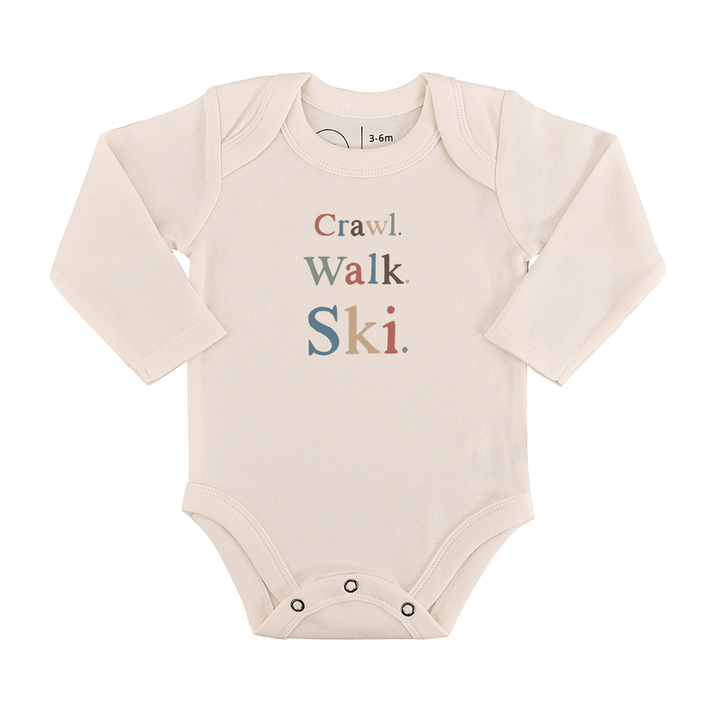 Baby Long-Sleeve Onesie: Crawl - Walk - Ski