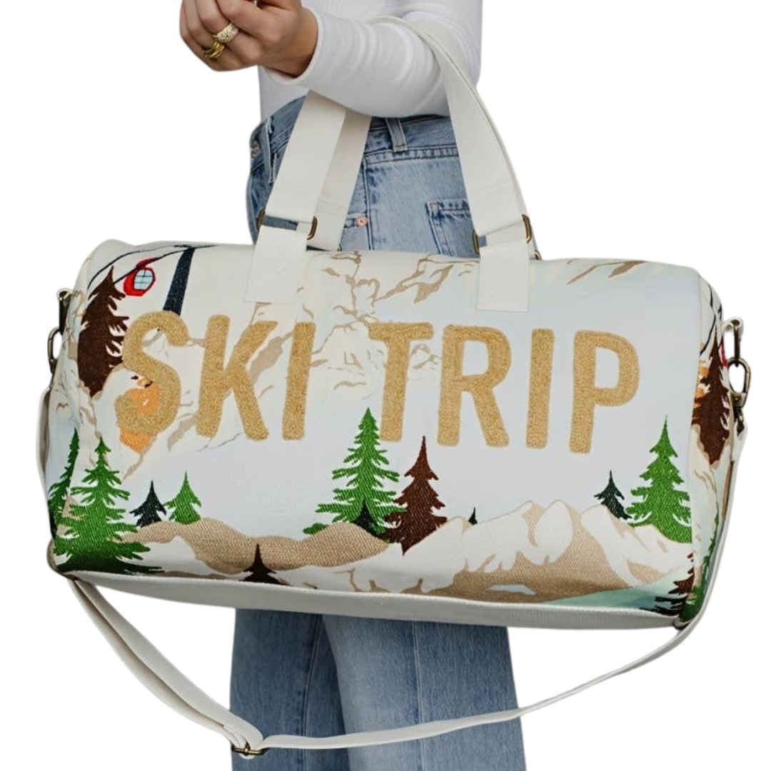 "Ski Trip" Canvas Weekender - Lt. Blue